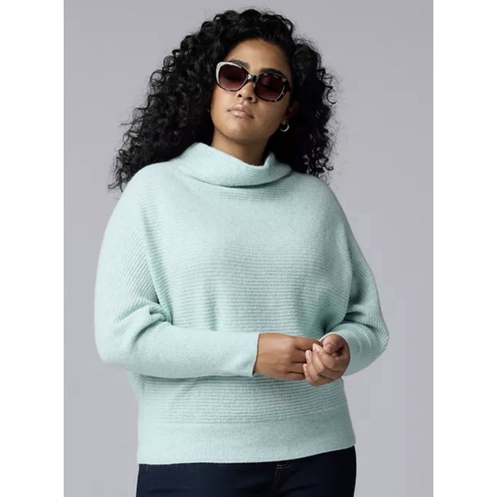 Simply Vera Wang Pastel Blue Haze Cowl Neck Dolman Sleeve Sweater Size M New $40
